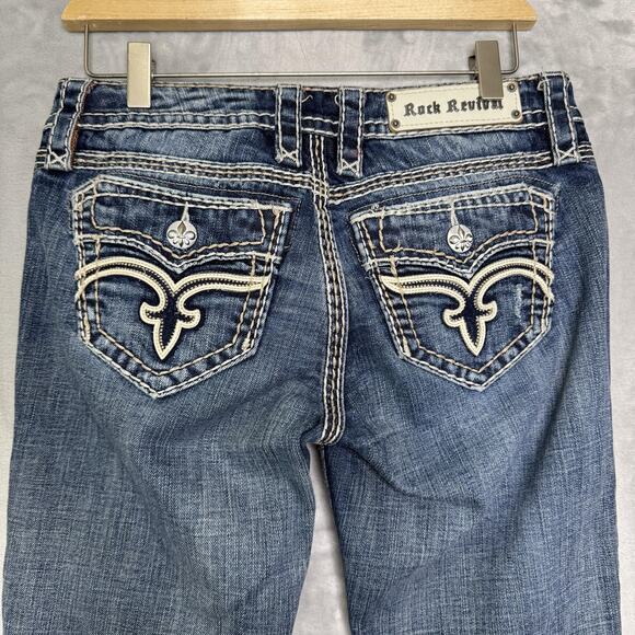 Rock Revival Jeans Womens 28 Jamila Bootcut Contrast Stitch Buckle Western - Picture 4 of 16
